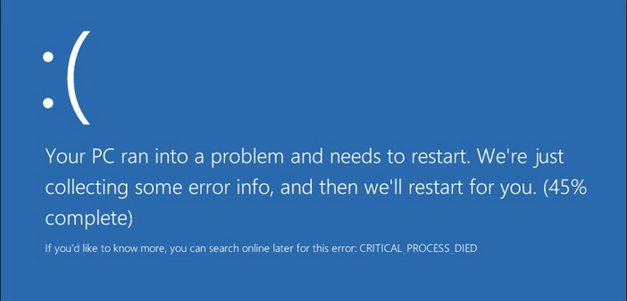 Čo robiť, ak Windows 10 nejde spustiť z dôvodu BSOD s nápisom CRITICAL PROCESS DIED