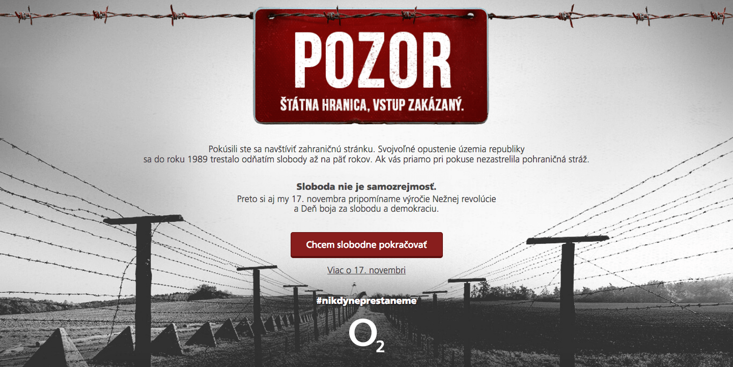 O2 opäť netradične v deň výročia Nežnej revolúcie a Deň boja za slobodu