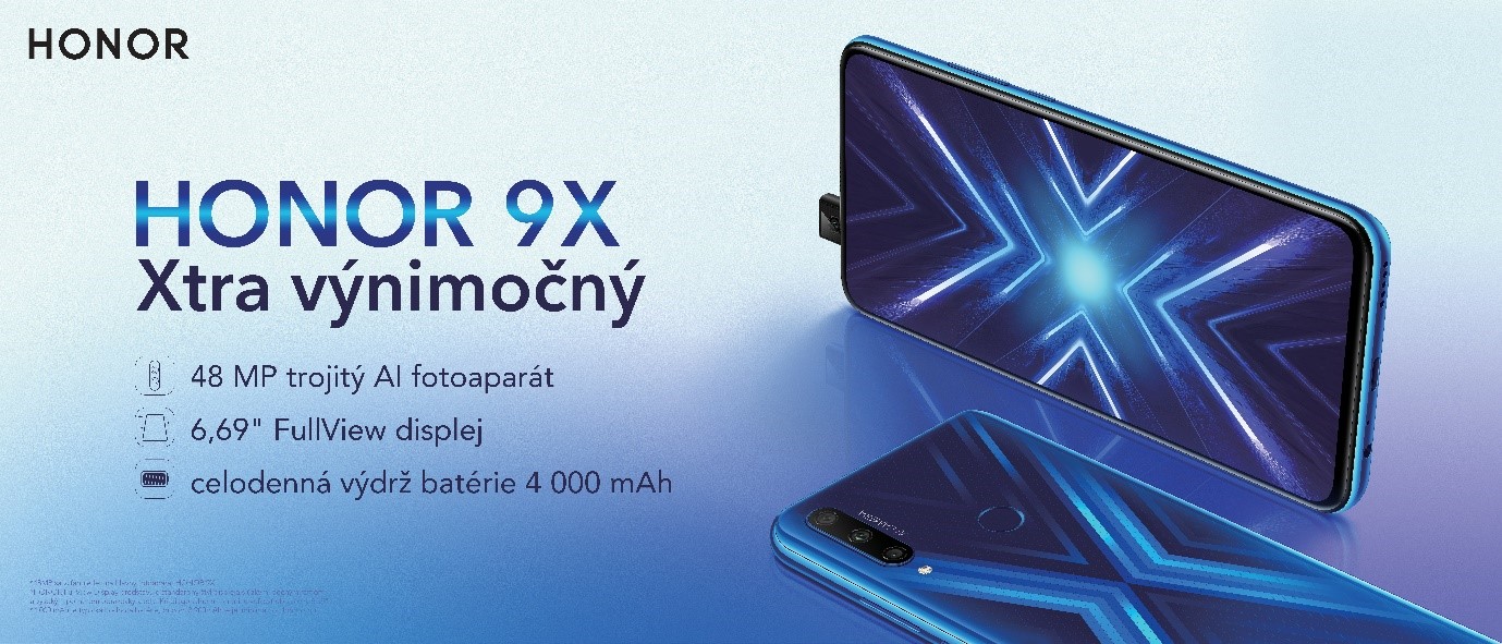 HONOR 9X je v predaji: Displej bez výrezu a trojitý 48 Mpx fotoaparát za 279 eur