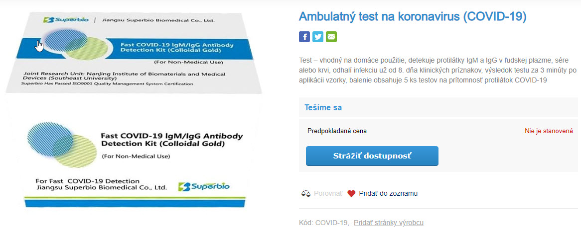 Alza chce priniesť rýchlotest na COVID-19. Výsledok je hotový za 3 minúty