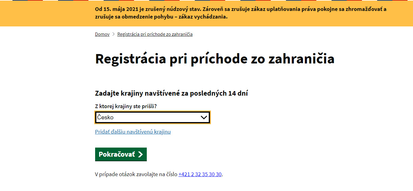 Pri príchode zo zahraničia sa treba zaregistrovať do systému eHranica