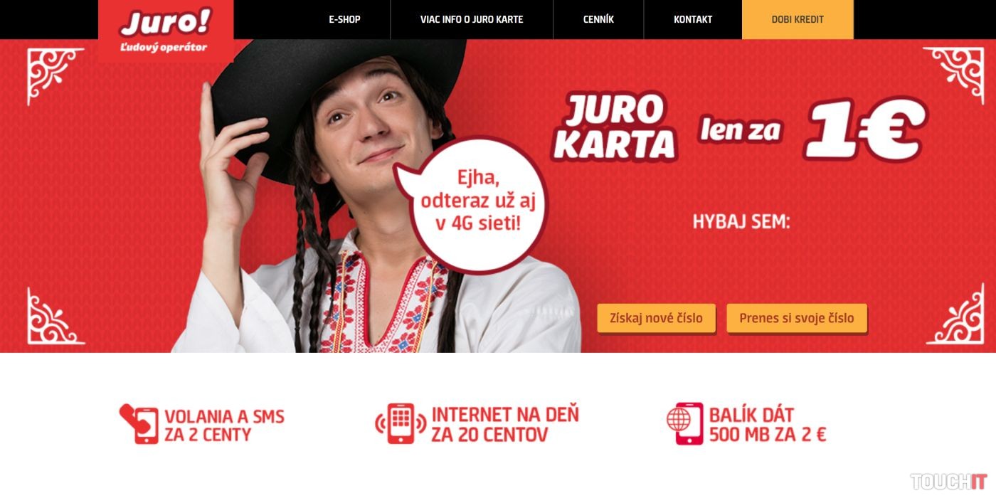 Operátor Juro dnes ponúka 1 GB dát za 20 centov