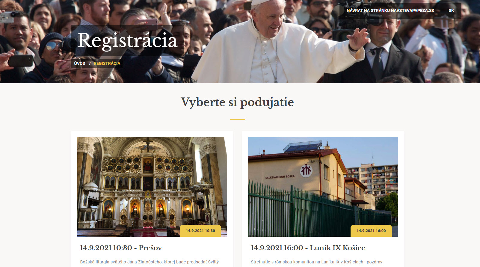 Registrácia na účasť na stretnutí s Pápežom je spustená. Takto to prebieha