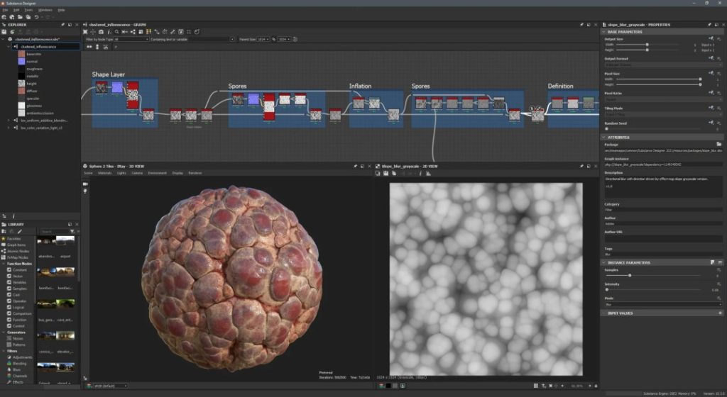 Softvér Substance Designer, ktorý grafici používajú na vytváranie procedurálnych textúr, respektíve komplexných materiálov