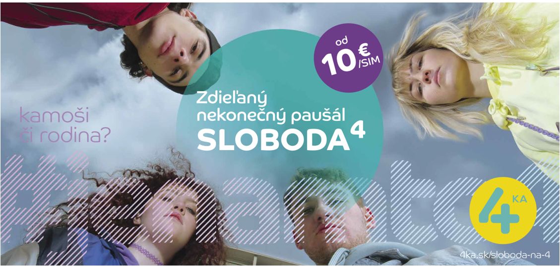 4 SIMky v 1 paušále: 4ka má skupinový paušál SLOBODA na štvrtú