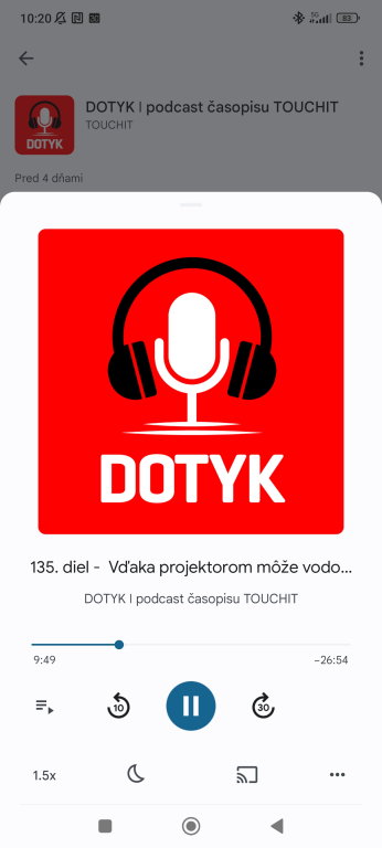 Máte možnosť posúvať prehrávanú pozíciu, nastaviť rýchlejšie prehrávanie a tiež vysielanie na iné zariadenie