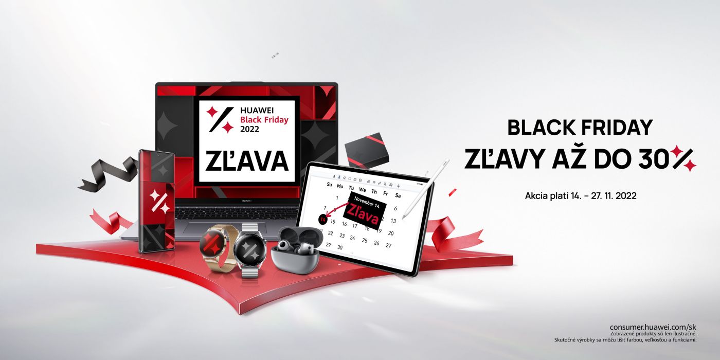 Huawei spustil Black Friday: Zľava až 30 % na smartfóny, hodinky a ďalšie produkty