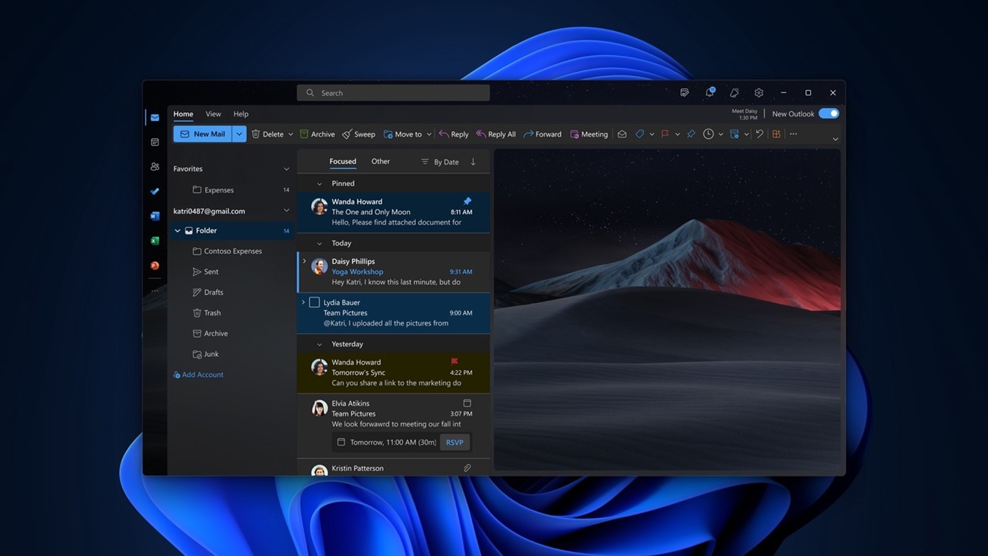 Nový Outlook už podporuje Gmail