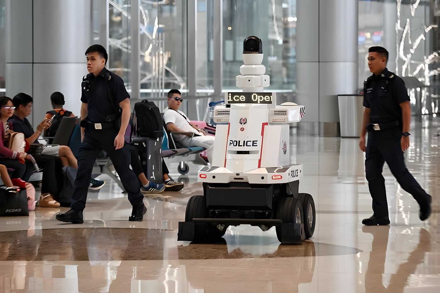 Na letisku v Singapure začali trvale hliadkovať policajní roboti