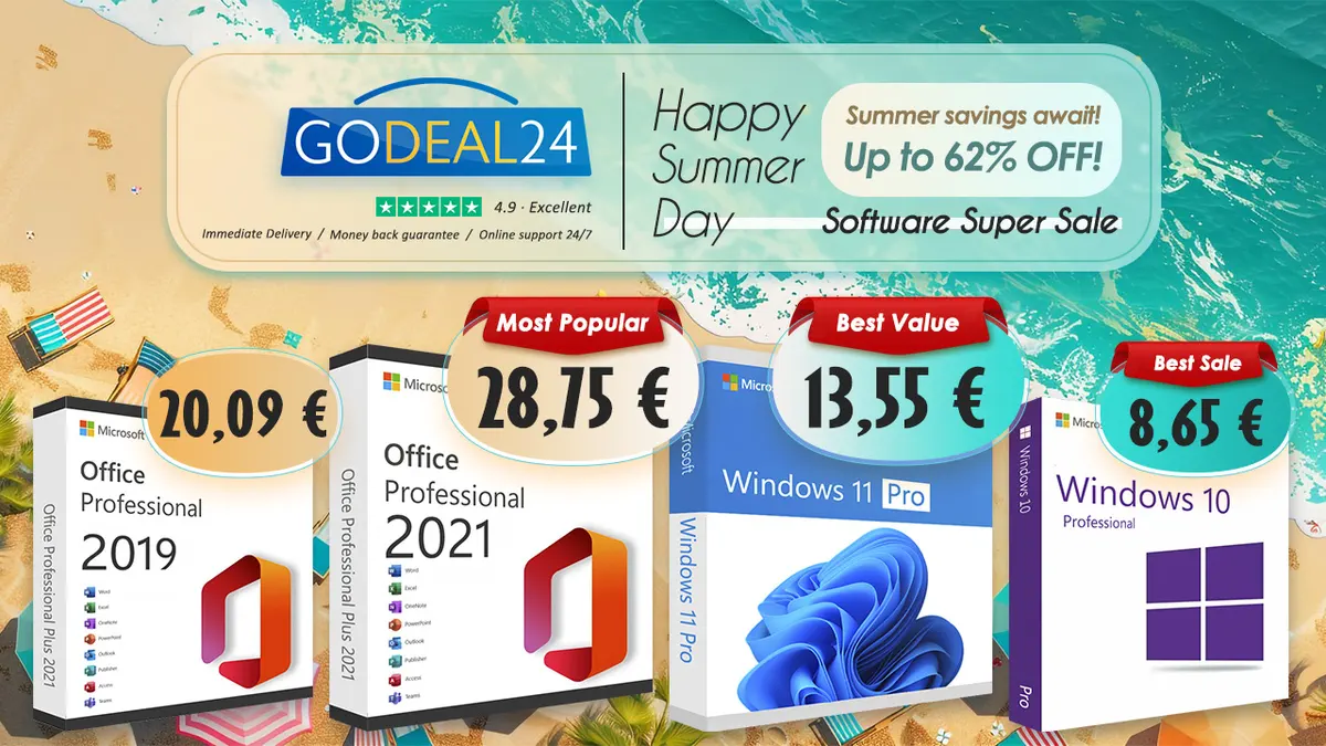 Získajte doživotný balík Microsoft Office 2021 od 17 € a až 62 % zľavu v letnom výpredaji na Godeal24!