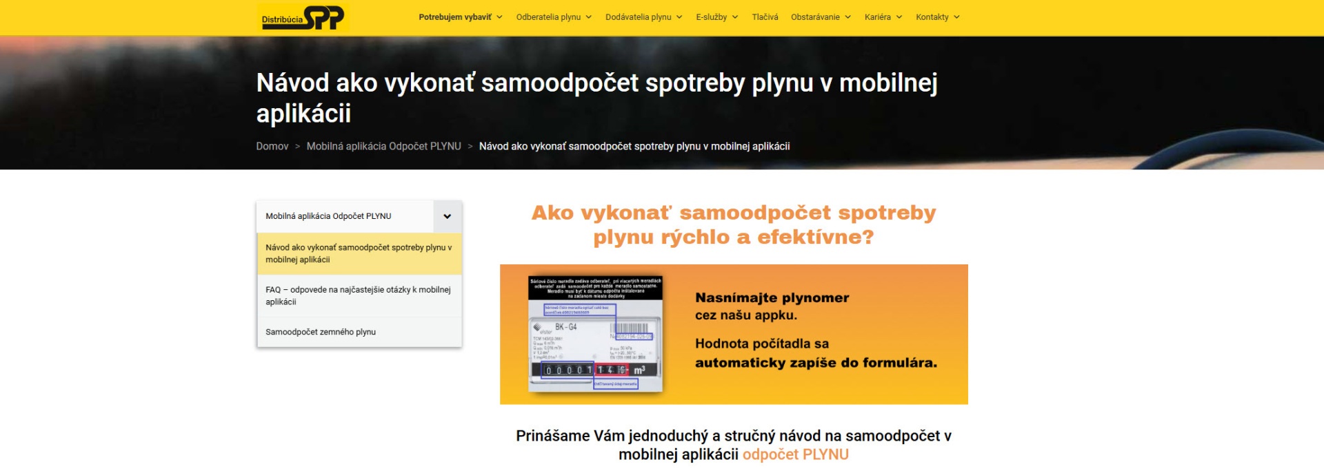 Odpočet plynu – teraz už pohodlne s mobilnou aplikáciou