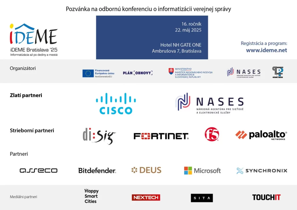 Dominantnou témou odbornej konferencia iDEME 2025 bude kybernetická bezpečnosť vo verejnej správe.